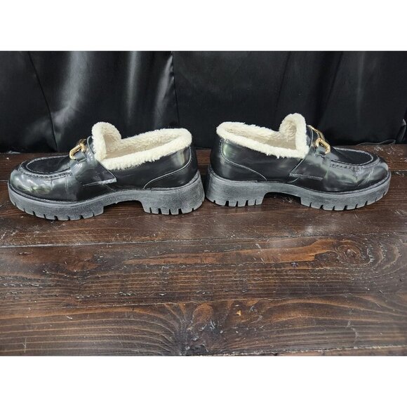 Steve Madden Lando-F Black Patent Leather Faux Fur Lined Loafer/Sz. 7.5M - Picture 2 of 10
